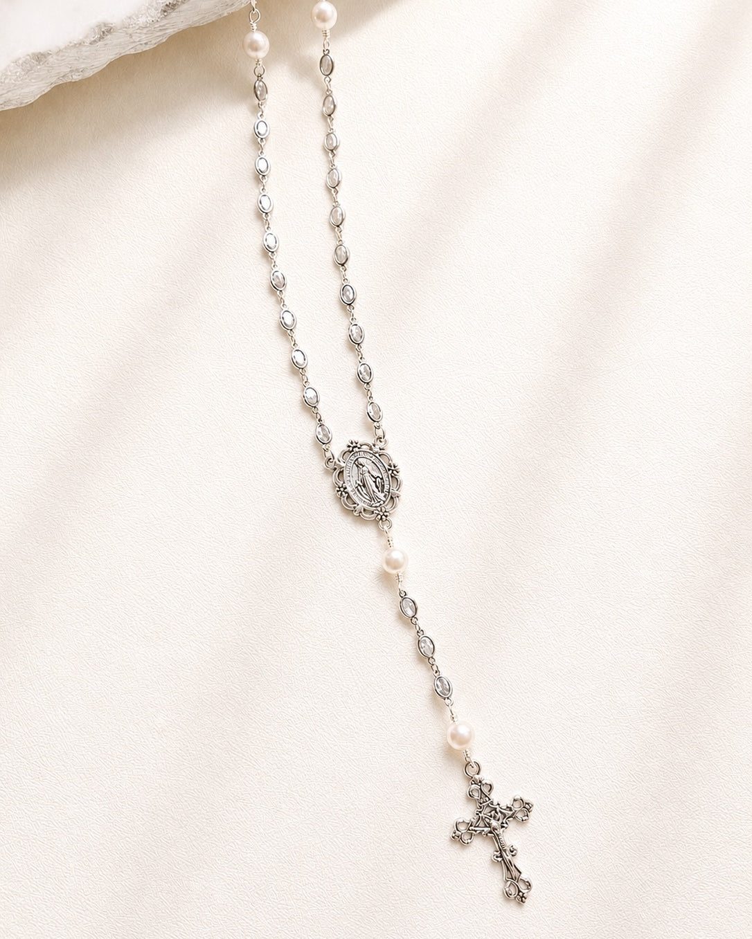 Georgina Silver Oval Rosary