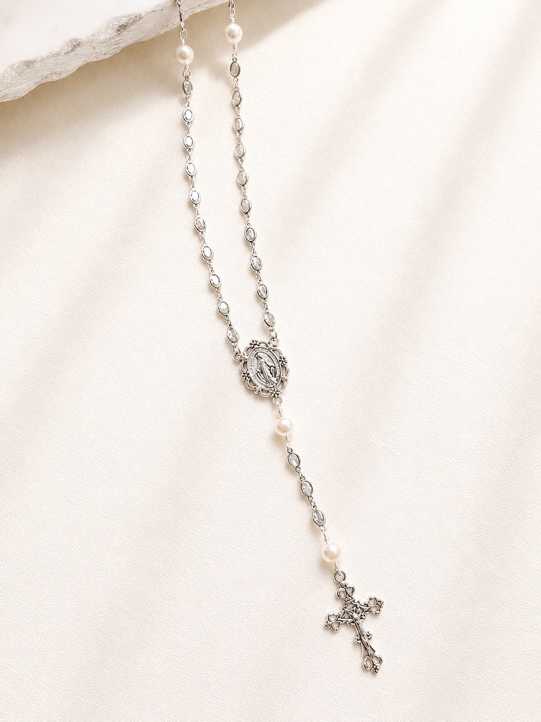 Georgina Silver Oval Rosary