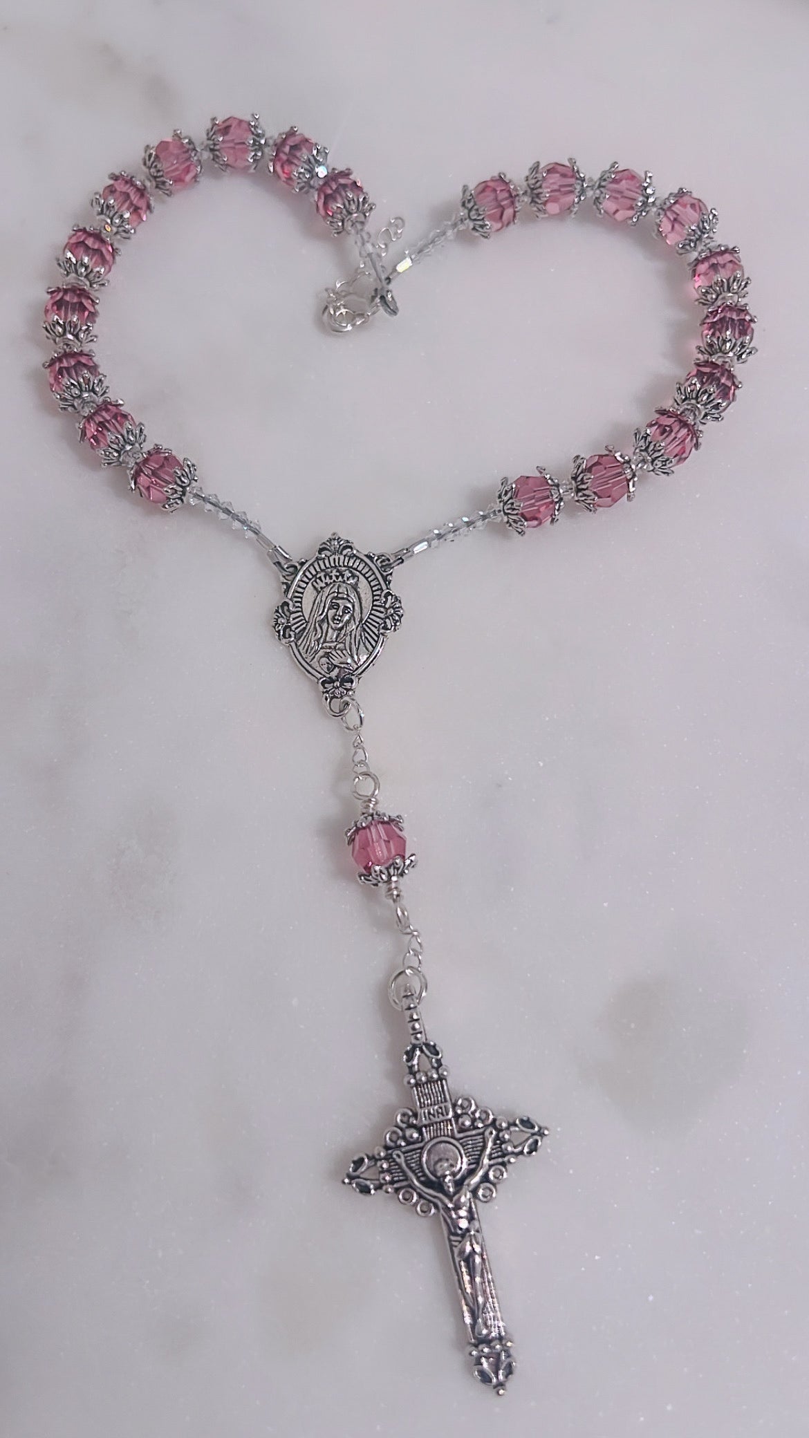 Car Rosary with Crowned Swarovski® Crystals