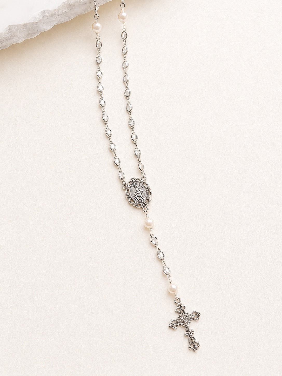 Georgina Silver Oval Rosary