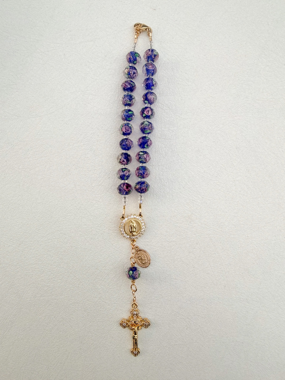 The Little Flower Car Rosary (Cubic Zirconia)