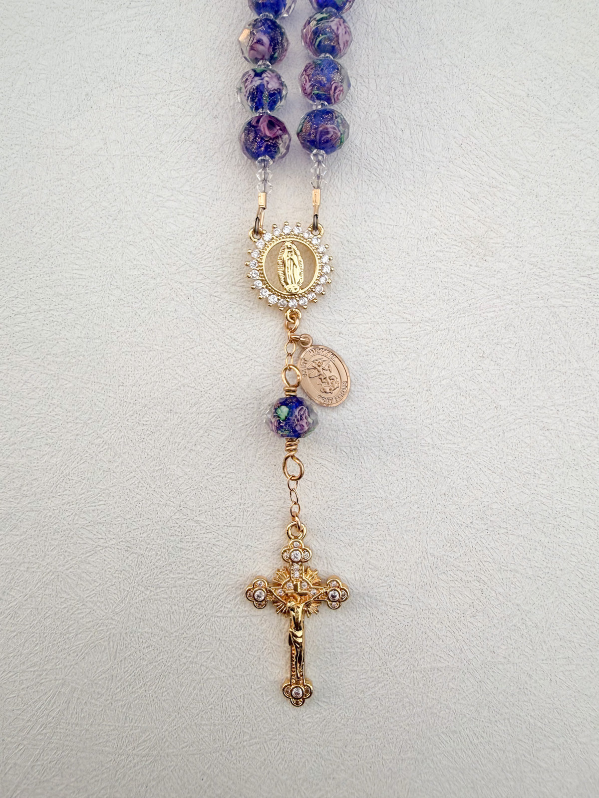 The Little Flower Car Rosary (Cubic Zirconia)