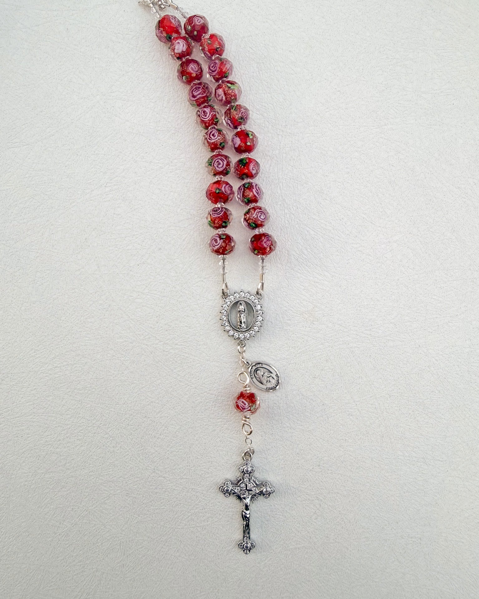 The Little Flower Car Rosary (Cubic Zirconia)
