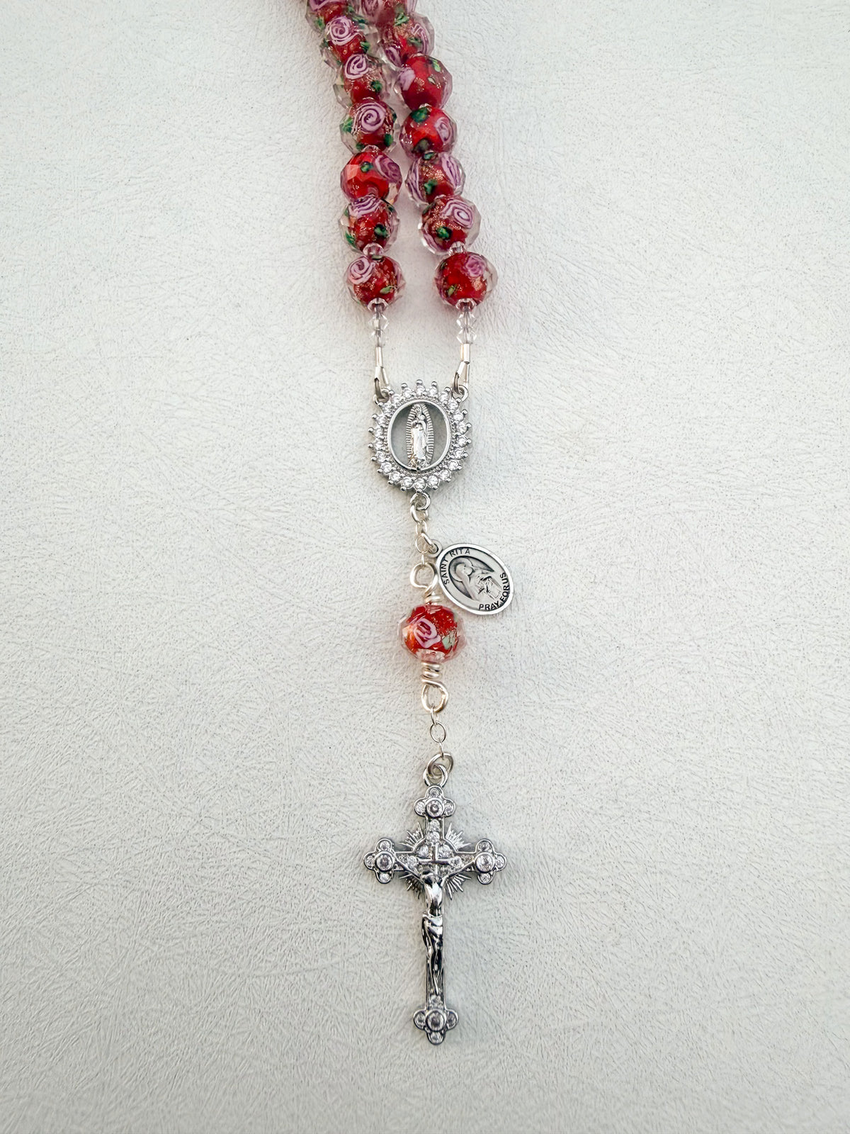 The Little Flower Car Rosary (Cubic Zirconia)